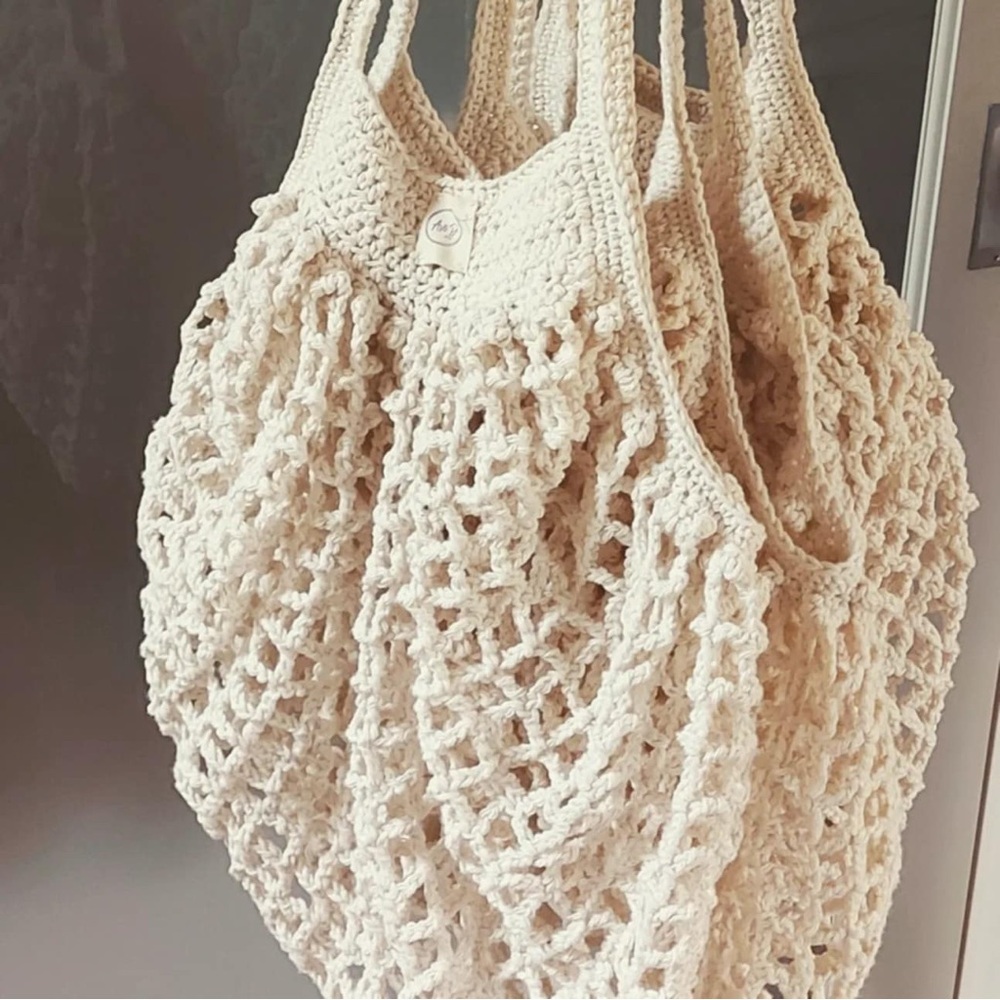 Handcrafted Cream Crochet Tote Bag